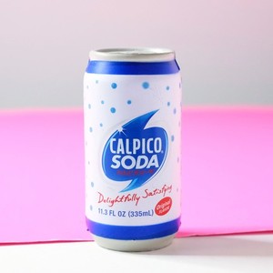 Calpico Stress Toy Beverage Can-Shaped Squeezable Squishy Foam White Blue Calpis