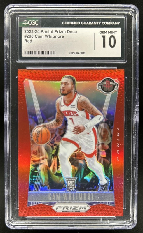 2023-24 Panini Prizm Deca Cam Whitmore RC Red Rookie #/199 Rockets CGC 10