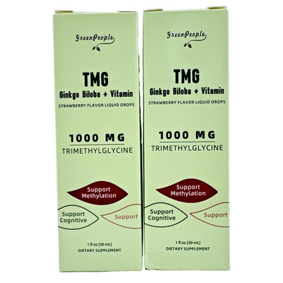 2 Pack GreenPeople TMG Supplement 1000MG Strawberry Flavor Liquid Drops EXP 4/27