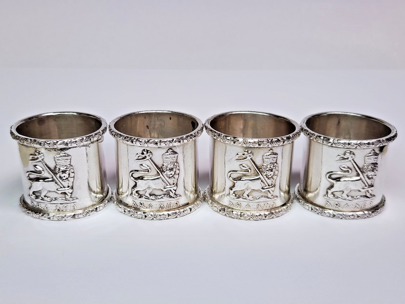 BEAUTIFUL & Symbolic LIONS OF JUDAH 830 Silver SET OF 4 Napkin Rings