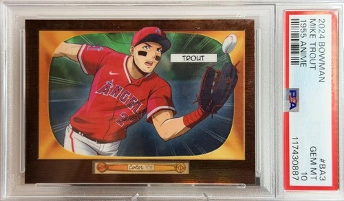 2024 Bowman ☆ Mike Trout #BA3 ☆ ‘55 Bowman Anime - PSA 10 GEM MT - Angels