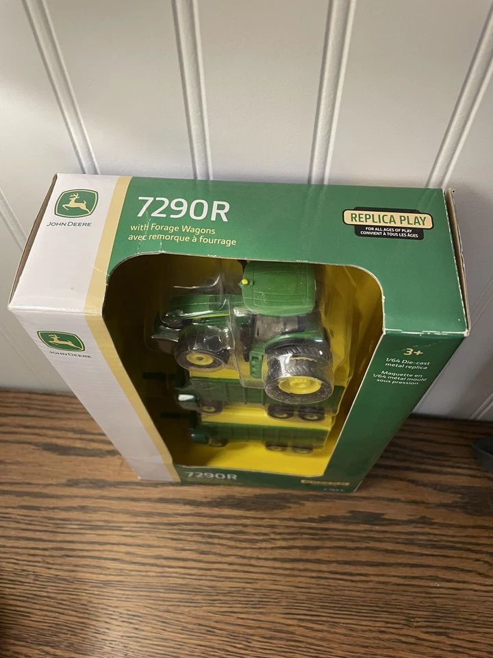 1/64 ERTL Tomy John Deere eje tándem forraje cosechadora vagón metal 7290R tractor Foto 2 de 4