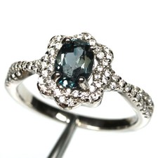 925 Sterling Silver 5 x 7 mm. London Blue Topaz  Cubic Zirconia Ring Size 6.75
