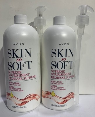 Lot of 2 Avon Skin So Soft Supreme Nourishment Body Lotion 33.8 fl oz With Pumps