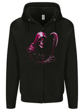 The Grim Reaper and Sythe Skull Design 3 Mens Zip Up Hoodie