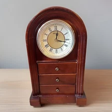 Vintage Seiko Musical Mantle Clock 3 Drawer Wood Cabinet Quartz Roman Japan 13”