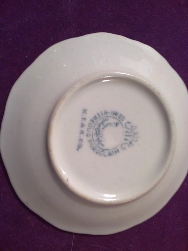 Antique Butter Pat-Small Pink Roses-Semi Vitreous Porcelain - Imagen 2 de 2