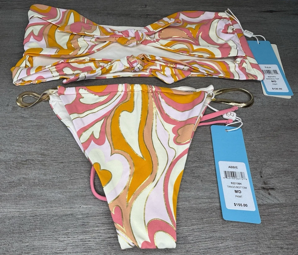 Conjunto de Bikini Beach Bunny Tula Bandeau Top/Bondo Abbie Tango-Talla Mediana-NUEVO CON ETIQUETAS Foto 2 de 4