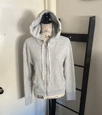 Free People Distressed Gray Holes Rips Women Hooded Sweatshirt Size M Boho