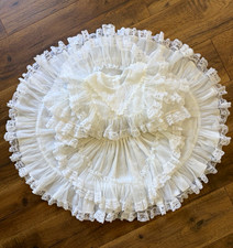 Vtg Lila Girls White Lace Full circle Dress Puff Sleeve Ruffle size 5
