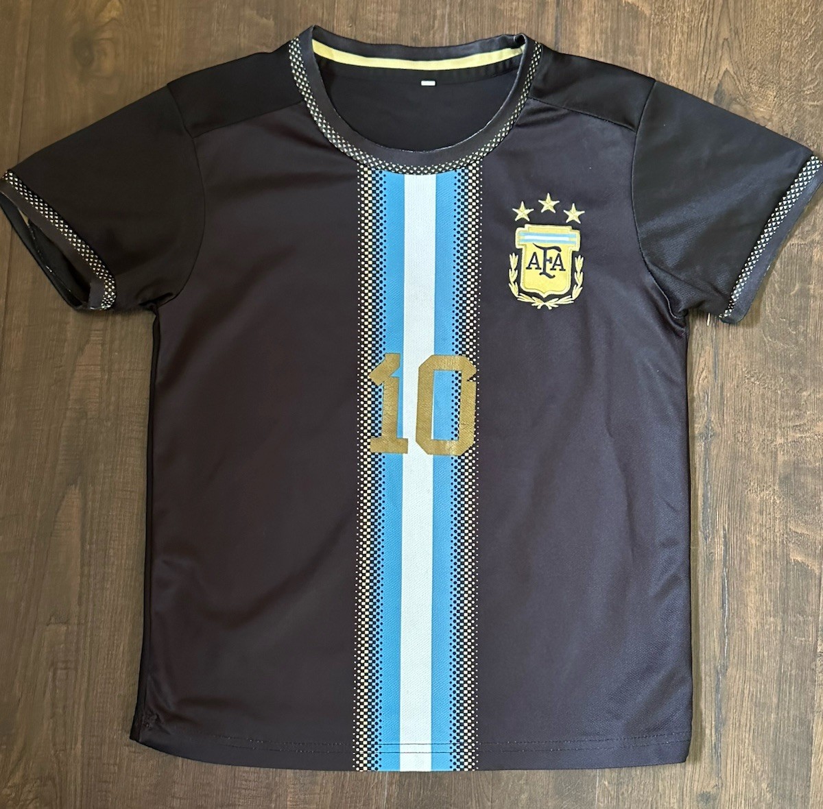 Argentina National Team Lionel Messi #10 Jersey, Youth Size 24, Black, AFA