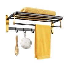 Rack for Bathroom Wall Mounted, 22.8 Inch Foldable Towel Bar Rustproof-Jenhome
