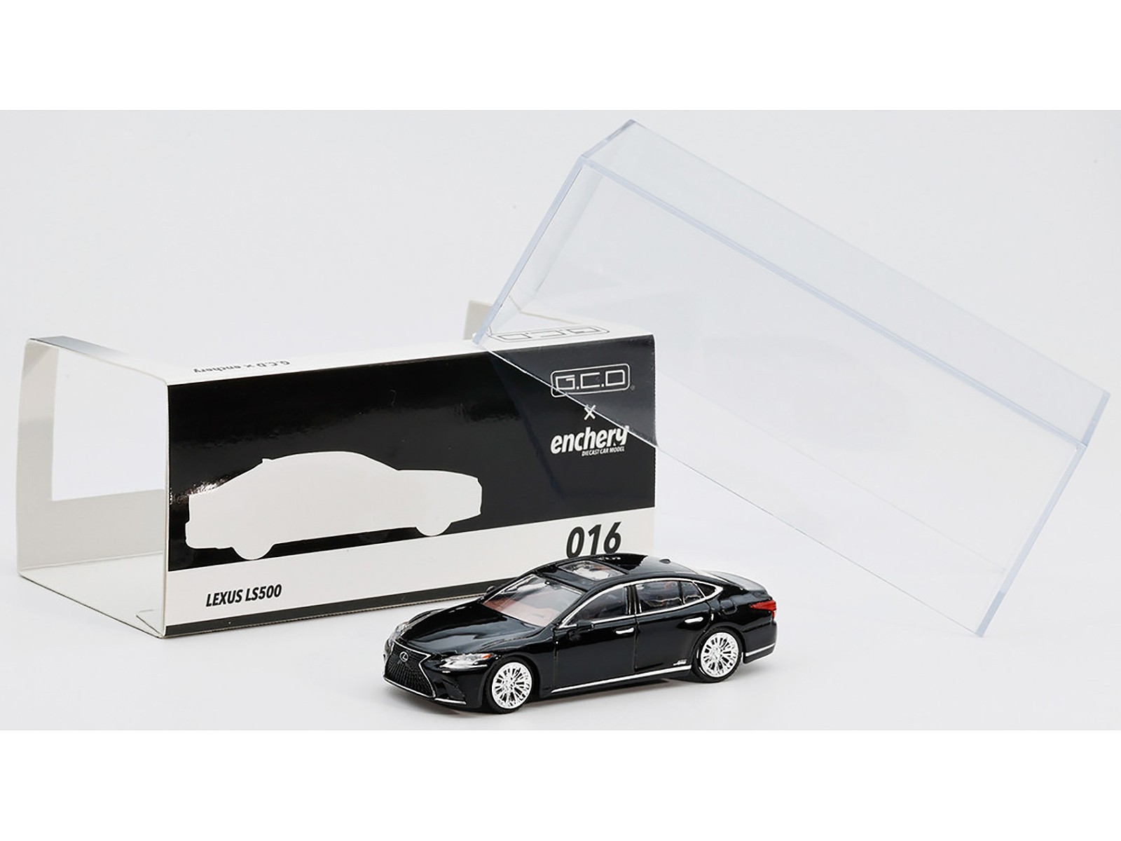 LEXUS LS500H BLACK 1/64 DIECAST MODEL CAR BY GCD X ENCHERY GE-004-16