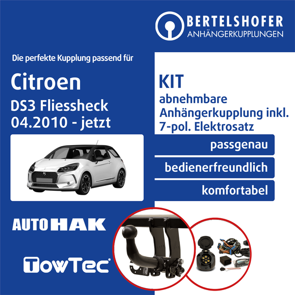 für Citroen DS3 Fliessheck 04.2010-Jetzt AHK Abn +7Pol Spez. E-Satz NEU TOP-image