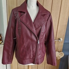 Centigrade Burgundy Faux Leather Biker Jacket Size XL New Without Tags