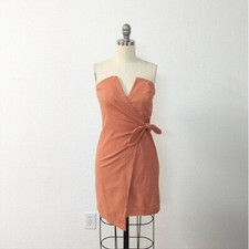 Blue Blush Strapless V Neck Front Wrap Tie Mini Dress Pink M summer cocktail
