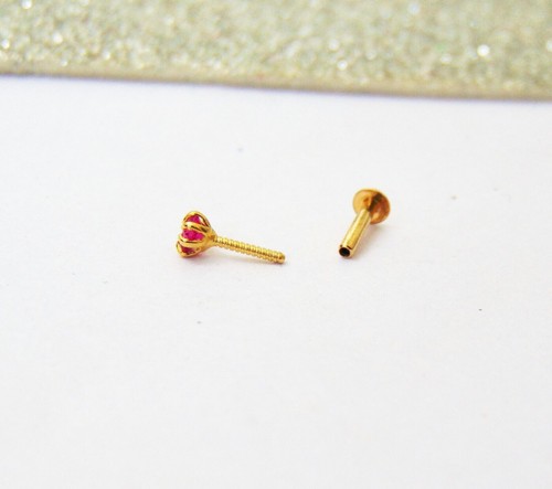 Gift Nose Ring Indian Stud Pin 22k Gold Plated Screw Back Women's Nose Ear Pin - Picture 5 of 5