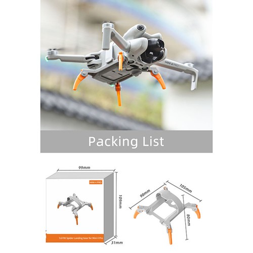 For DJI Mini 4 Pro FOLDING LANDING GEAR LEGS FEET HEIGHT EXTEND RISER Bracket - Picture 11 of 16