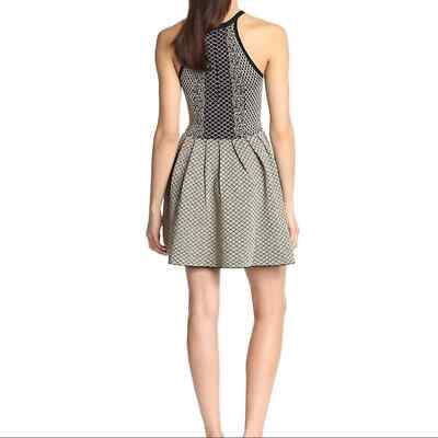 parker metallic dress Parker Candice Metallic Knit Fit & Flare Dress Black Metallic Gold