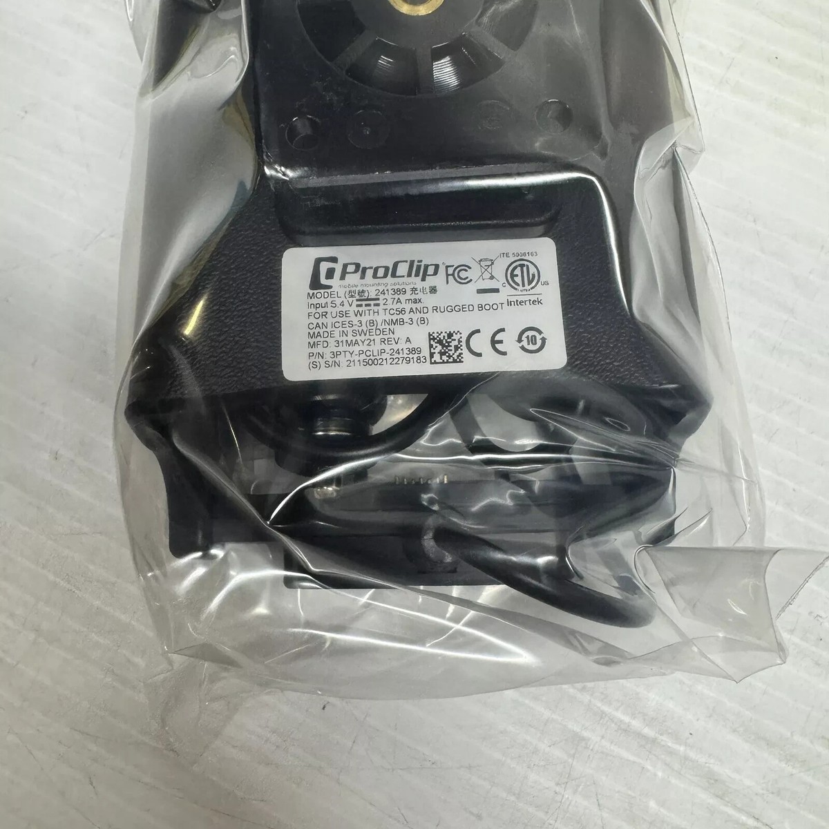 Zebra 241389 Charge Only Vehicle Cradle for Zebra TC56 - Black