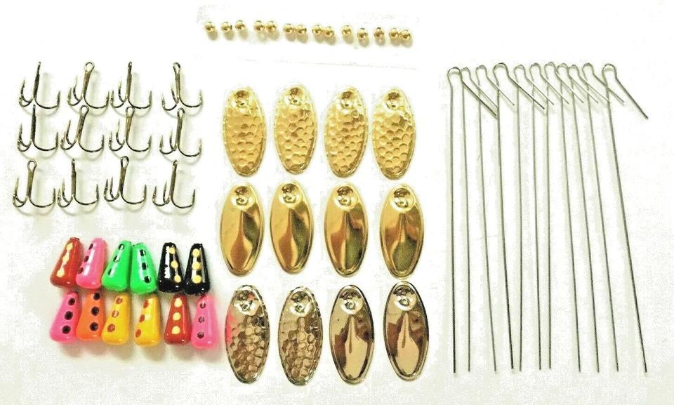 FULL CREEL SPINNERS 60 Pcs Inline Spinner Making Kit Trout Crappie Bass Spinners DIY 1/8 OZ Lure