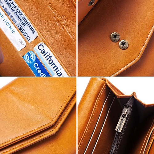 Portafoglio Donna Grande Elegante Vera Pelle Protezione RFID Portamonete Piccolo - Foto 33 di 51