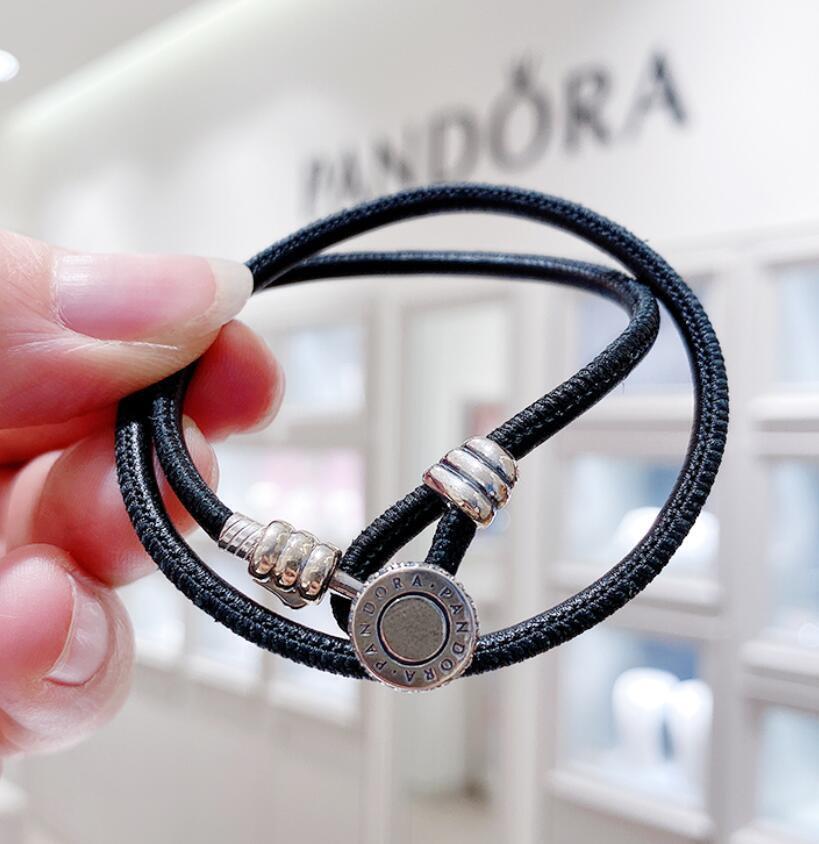 Buy the Designer Pandora S925 ALE Pink Leather Cord Clasp Fashionable Wrap  Bracelet | GoodwillFinds