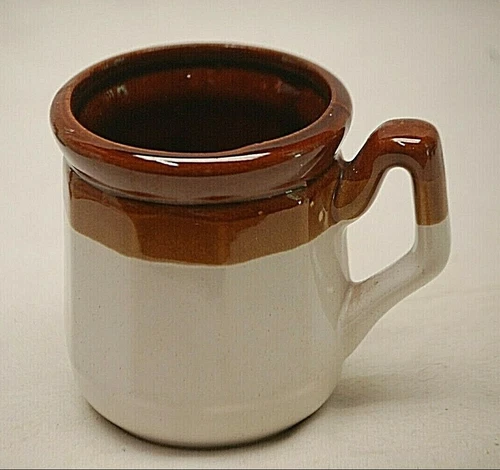 Stoneware Coffee Mug Tea Cup Paneled Vintage 1970's Tri-Color Unknown Maker
