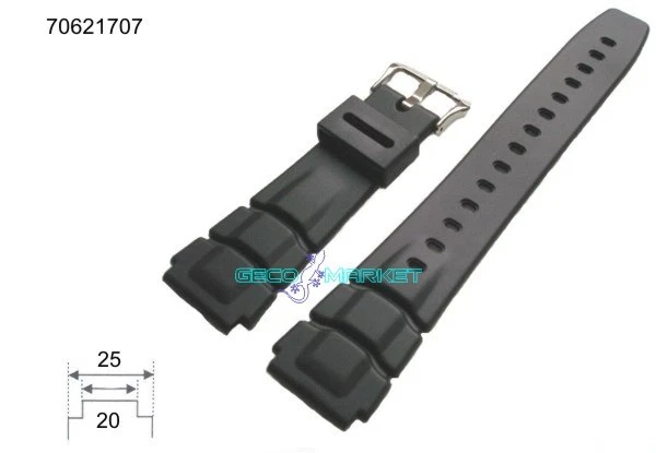 GECOMARKET Cinturino in pvc gomma casio compatibile ansa 20mm alt-6000 alt-6000j alt-6100