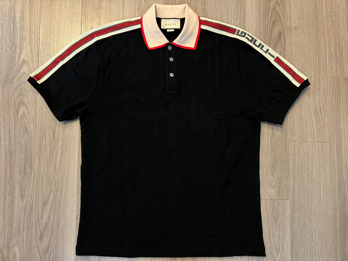 Gucci Stripe Polo Shirt black sz L | eBay Gucci Stripe Polo Shirt black sz L | eBay