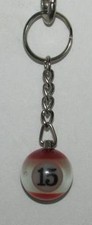 1 Inch Number 15 FIFTEEN Crystal Mini Billiard Snooker POOL BALL Key Chain NEW