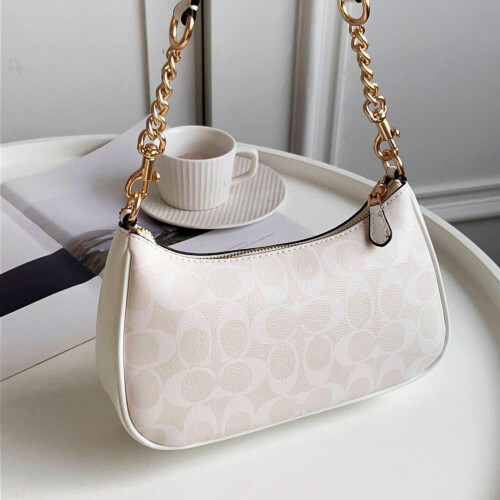 【COACH職人裁断】CA548 パールホワイト 立体構造2WAYショルダー Coach Teri 2Way Shoulder Bag CA548 Signature Canvas White