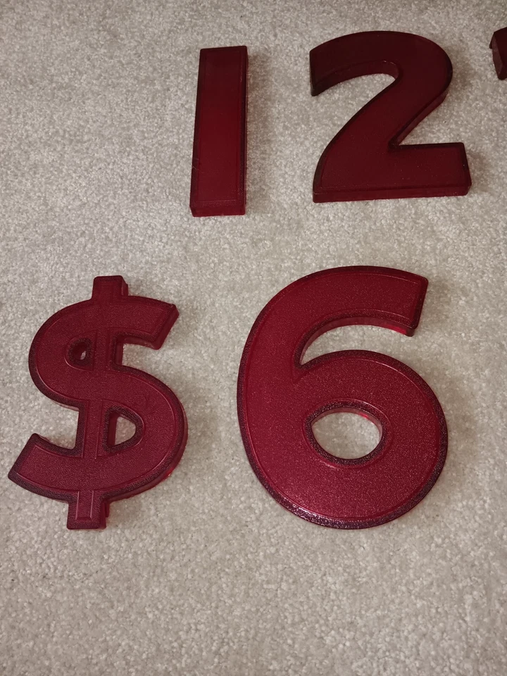 Números de teatro carpa Wagner roja vintage Appx 8 1/4" Foto 3 de 4