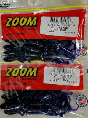 Zoom Super Salt Plus Lizard 6''   !!4 PACKS!! -Total 36 Lizards June Bub 002-005