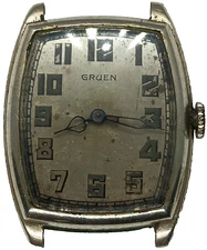 C730 men Vintage 14K GF Gruen Guild Art Deco Tank Manual Antique Watch Parts lot