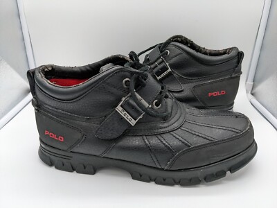 Vtg Polo Ralph Lauren Dover Red Black Leather Duck Ankle Shoes Buckle Mens  12 D