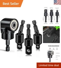 360° Rotatable Drill Bit Extension Set with Right Angle Adapter – Chrome Steel