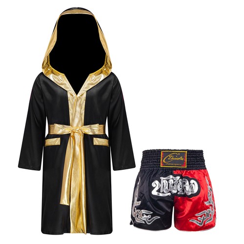 Kids Boys Outfit Open Front Suit Breathable Sets With Belt Cloak Boxing Costume - Picture 16 of 44