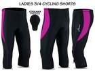 Women Cycling Tights 3/4 Shorts Padded Ladies Leggings Cool Max Anti Bac Pad New