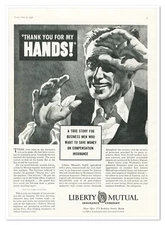 Print Ad Liberty Mutual Thank You For My Hands Vintage 1938 Advertisement
