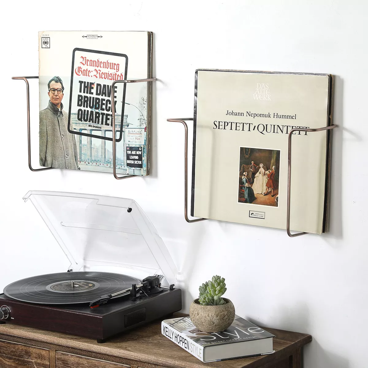 Metal Wall Mounted Vinyl LP Record Display Rack, Album Storage Holder, Set  of 2