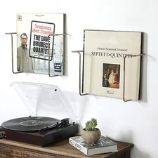 Metal Wall Mounted Vinyl LP Record Display Rack, Album Storage Holder, Set of 2