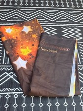 brown yellow stars Merry Christmas Fabric Shower Curtain EUC 70"X72"