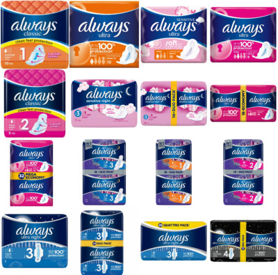 Always Sanitary Pads Classic Ultra Platinum Day and Night Free Shipping