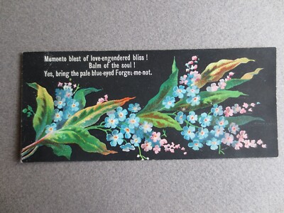 Antike Grußkarte Memento Blest of Love Engendered Bliss Vergissmeinnicht