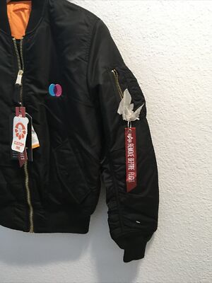 Alpha Industries MA 1 Flight Bomber Jacket Black Orange Size XS