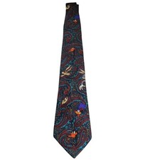 Looney Tunes Mania Neck Tie Warner Bros Paisley Taz Bugs Bunny Daffy Duck Teal