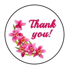 Thank you stickers, labels, tags, flowers envelope seals pink
