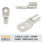 <!--F#f_0-->SC70-8 Heavy Duty Cooper Cable Lug Ring Connector Terminal Non-Insulated 4 Pcs<!--F/-->