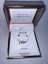 Mom Necklace Present Love You Mothers Day 14k Gold Plated New In Box 11P